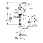 Casa si Gradina - Sanitare - Lavoar baie si accesorii - Baterii sanitare - Baterie lavoar Grohe 23054003, 1 bar, 35 mm, 291 mm, 143 mm, 415 mm, 1 orificii instalare, 3/8 dimensiune racord, Crom - Infinity.ro