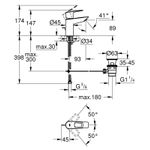 Casa si Gradina - Sanitare - Lavoar baie si accesorii - Baterii sanitare - Baterie lavoar Grohe 23335001, 1 bar, 35 mm, 147 mm, 93 mm, 398 mm, 1 orificii instalare, 3/8 dimensiune racord, Crom - Infinity.ro