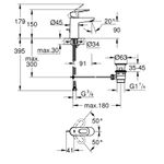 Casa si Gradina - Sanitare - Lavoar baie si accesorii - Baterii sanitare - Baterie lavoar Grohe 23335000, 28 mm, 5.7 l/min, 1 bar, 35 mm, 150 mm, 91 mm, 1.24 kg, 395 mm, monocomanda, Crom - Infinity.ro