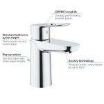 Casa si Gradina - Sanitare - Lavoar baie si accesorii - Baterii sanitare - Baterie lavoar Grohe 23335000, 28 mm, 5.7 l/min, 1 bar, 35 mm, 150 mm, 91 mm, 1.24 kg, 395 mm, monocomanda, Crom - Infinity.ro
