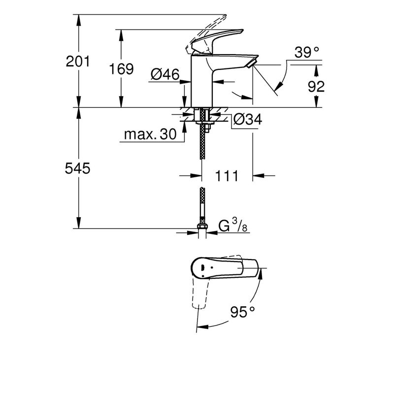 Casa si Gradina - Sanitare - Lavoar baie si accesorii - Baterii sanitare - Baterie lavoar Grohe 23974003, 28 mm, 5 l/min, 0.8 bar, 35 mm, 169 mm, 109 mm, 395 mm, 1 orificii instalare, Crom - Infinity.ro