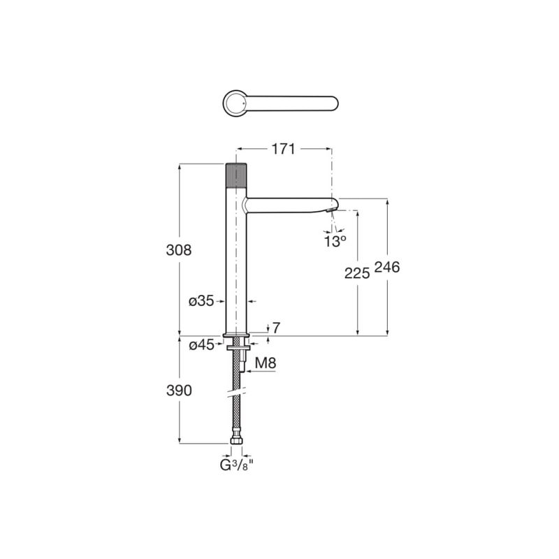 Casa si Gradina - Sanitare - Lavoar baie si accesorii - Baterii sanitare - Baterie lavoar Roca A5A3C3FC00, 28 mm, 5 l/min, 0.5 bar, 35 mm, 308 mm, 171 mm, 390 mm, 1 orificii instalare, Crom - Infinity.ro