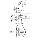 Casa si Gradina - Sanitare - Lavoar baie si accesorii - Baterii sanitare - Baterie cada Grohe 25275002, 1 bar, 110 mm, 1.5 m, 225 mm, 173 mm, 44 mm, 2 orificii instalare, Crom - Infinity.ro
