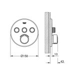 Casa si Gradina - Sanitare - Lavoar baie si accesorii - Baterii sanitare - Unitate control Grohe 29146000, 1 bar, 158 mm, 10 mm, 3 iesiri, 2 functii palarie dus, 1/2 dimensiune racord, Crom - Infinity.ro