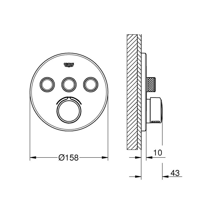 Casa si Gradina - Sanitare - Lavoar baie si accesorii - Baterii sanitare - Unitate control Grohe 29146000, 1 bar, 158 mm, 10 mm, 3 iesiri, 2 functii palarie dus, 1/2 dimensiune racord, Crom - Infinity.ro