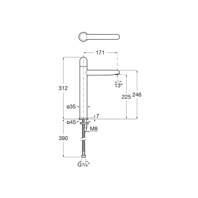 Casa si Gradina - Sanitare - Lavoar baie si accesorii - Baterii sanitare - Baterie lavoar Roca A5A3X3FC00, 28 mm, 5 l/min, 0.5 bar, 35 mm, 312 mm, 171 mm, 390 mm, 1 orificii instalare, Crom - Infinity.ro