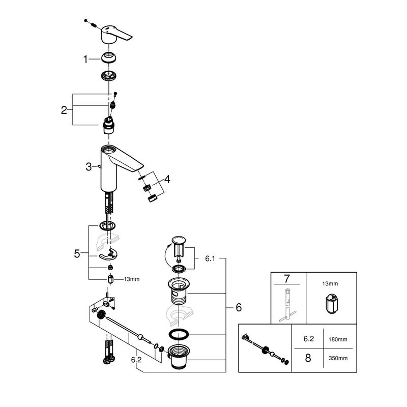 Casa si Gradina - Sanitare - Lavoar baie si accesorii - Baterii sanitare - Baterie lavoar Grohe 234552432, 28 mm, 5.7 l/min, 0.6 bar, 35 mm, 192 mm, 121 mm, 365 mm, 1 orificii instalare, Negru - Infinity.ro