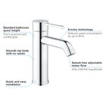 Casa si Gradina - Sanitare - Lavoar baie si accesorii - Baterii sanitare - Baterie lavoar Grohe 23590001, 28 mm, 5.7 l/min, 0.3 bar, 35 mm, 174 mm, 116 mm, 360 mm, 1 orificii instalare, Crom - Infinity.ro