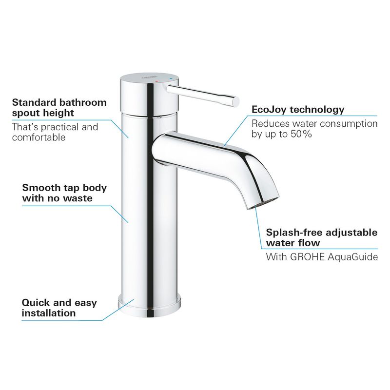 Casa si Gradina - Sanitare - Lavoar baie si accesorii - Baterii sanitare - Baterie lavoar Grohe 23590001, 28 mm, 5.7 l/min, 0.3 bar, 35 mm, 174 mm, 116 mm, 360 mm, 1 orificii instalare, Crom - Infinity.ro