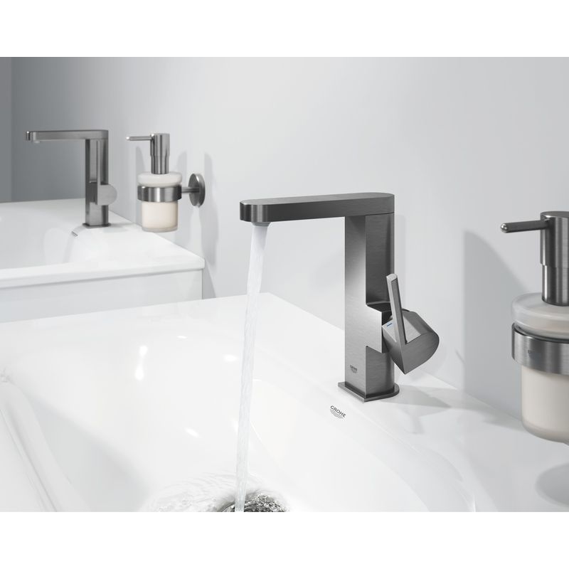 Casa si Gradina - Sanitare - Lavoar baie si accesorii - Baterii sanitare - Baterie lavoar Grohe 23871AL3, Plus, M, 190 mm, pivotanta, ventil, mat, grafit - Infinity.ro
