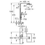 Casa si Gradina - Sanitare - Cazi si cabine de dus - Coloane si seturi de dus - Sistem de dus Grohe 100962GL00 SPA Aqua Pure, termostat, palarie dus 400 mm, 3 functii para dus, auriu lucios - Infinity.ro