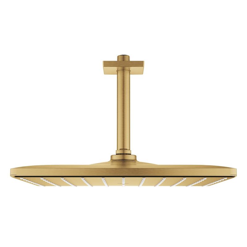Casa si Gradina - Sanitare - Cazi si cabine de dus - Coloane si seturi de dus - Dus fix Grohe 26566GN0, Rainshower Cube 310, pe tavan, 310 mm, 1 functie, mat, auriu - Infinity.ro