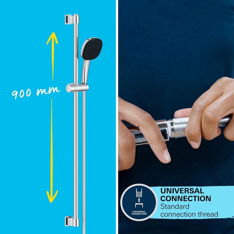 Casa si Gradina - Sanitare - Cazi si cabine de dus - Coloane si seturi de dus - Coloana dus Grohe 26930001, 1.75 m, 110 mm, 920 mm, 2 functii para dus, 1/2 conexiune furtun, conexiune universala, Crom - Infinity.ro