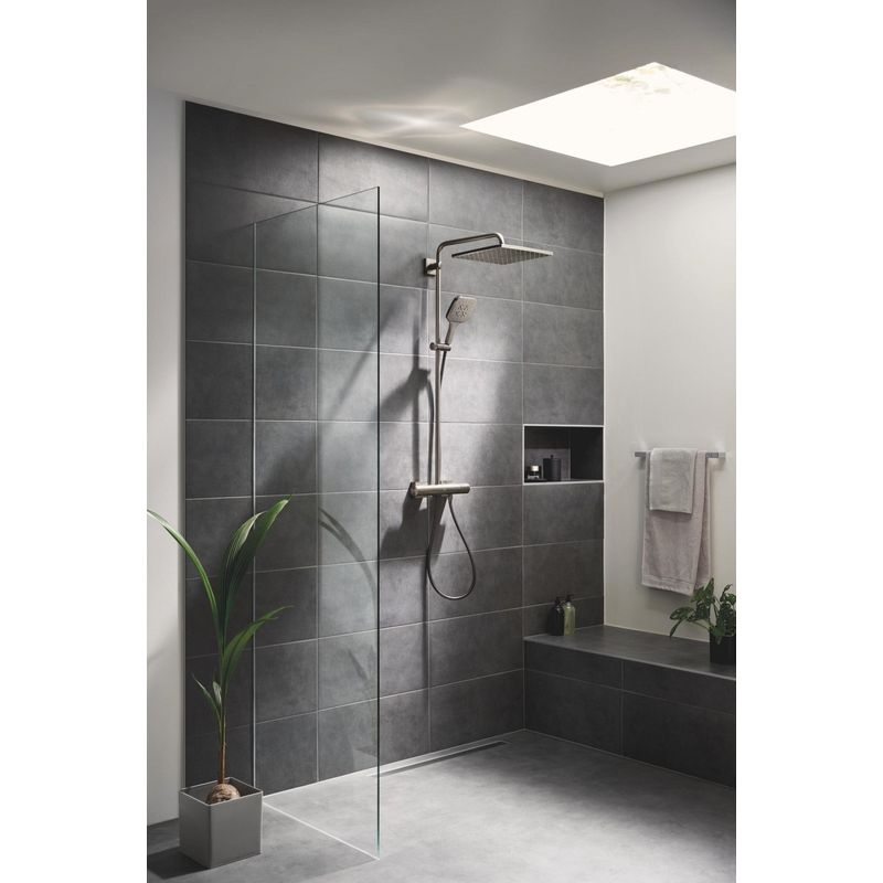 Casa si Gradina - Sanitare - Cazi si cabine de dus - Coloane si seturi de dus - Sistem de dus Grohe 26837AL0, SmartActive Cube 310, aparent, 310 mm, termostat, 1 functie, mat, grafit - Infinity.ro