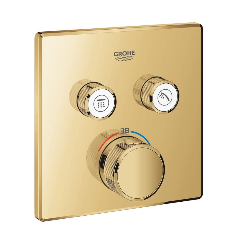 Casa si Gradina - Sanitare - Cazi si cabine de dus - Coloane si seturi de dus - Unitate comanda Grohe 29124GL0, SmartControl, termostat, 2 iesiri, necesita valva, lucios, auriu - Infinity.ro