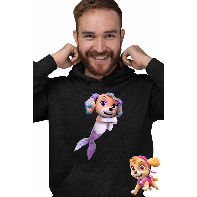 Fashion, accesorii si bijuterii - Barbati - Imbracaminte - Hanorace barbati - Hanorac Barbati Paw Patrol Merpups Coral Patrula Catelusilor Catei Sirena, negru, marime XL - Infinity.ro