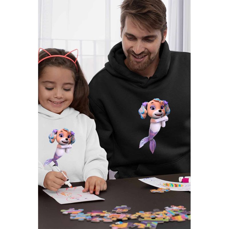 Fashion, accesorii si bijuterii - Barbati - Imbracaminte - Hanorace barbati - Hanorac Barbati Paw Patrol Merpups Coral Patrula Catelusilor Catei Sirena, negru, marime XL - Infinity.ro