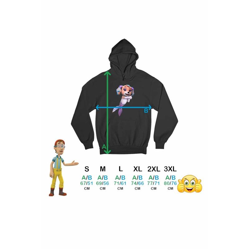 Fashion, accesorii si bijuterii - Barbati - Imbracaminte - Hanorace barbati - Hanorac Barbati Paw Patrol Merpups Coral Patrula Catelusilor Catei Sirena, negru, marime XL - Infinity.ro