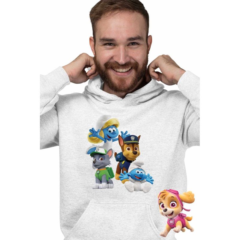Fashion, accesorii si bijuterii - Barbati - Imbracaminte - Hanorace barbati - Hanorac Barbati Paw Patrol Strumfii Strumfita Baby Stumf, alb, marime L - Infinity.ro