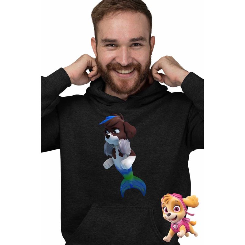 Fashion, accesorii si bijuterii - Barbati - Imbracaminte - Hanorace barbati - Hanorac Barbati Paw Patrol Merpups Moby Patrula Catelusilor Catei Sirena, negru, marime S - Infinity.ro