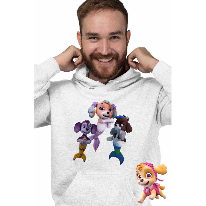 Fashion, accesorii si bijuterii - Barbati - Imbracaminte - Hanorace barbati - Hanorac Barbati Paw Patrol Merpups Caini Sirena Patrula Catelusilor, alb, marime XL - Infinity.ro