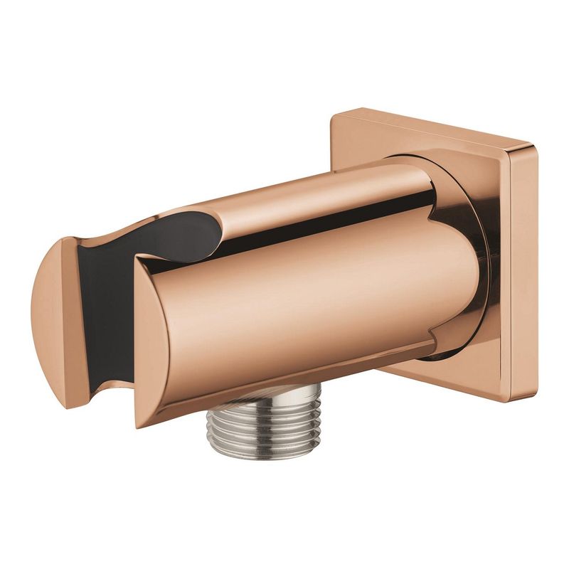 Casa si Gradina - Sanitare - Cazi si cabine de dus - Coloane si seturi de dus - Cot iesire dus Grohe 26659DA0, Rainshower SoftSquare, 1/2'' x 1/2'', suport para, lucios, cupru - Infinity.ro
