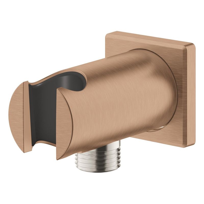 Casa si Gradina - Sanitare - Cazi si cabine de dus - Coloane si seturi de dus - Cot iesire dus Grohe 26659DL0, Rainshower SoftSquare, 1/2'' x 1/2'', suport para, mat, cupru - Infinity.ro