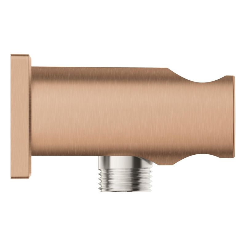 Casa si Gradina - Sanitare - Cazi si cabine de dus - Coloane si seturi de dus - Cot iesire dus Grohe 26659DL0, Rainshower SoftSquare, 1/2'' x 1/2'', suport para, mat, cupru - Infinity.ro