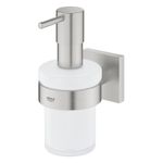 Casa si Gradina - Sanitare - Suporturi si accesorii baie - Dispensere - Dozator sapun Grohe 41098DC0, Start Cube, pe perete, 160 ml, metal/sticla, mat, otel satinat - Infinity.ro