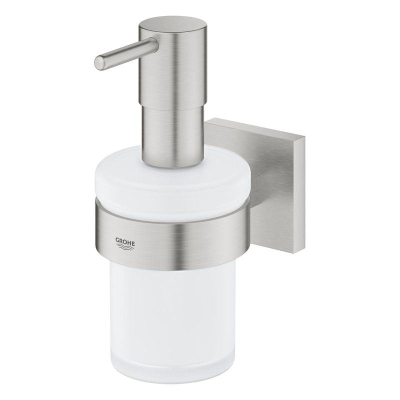 Casa si Gradina - Sanitare - Suporturi si accesorii baie - Dispensere - Dozator sapun Grohe 41098DC0, Start Cube, pe perete, 160 ml, metal/sticla, mat, otel satinat - Infinity.ro
