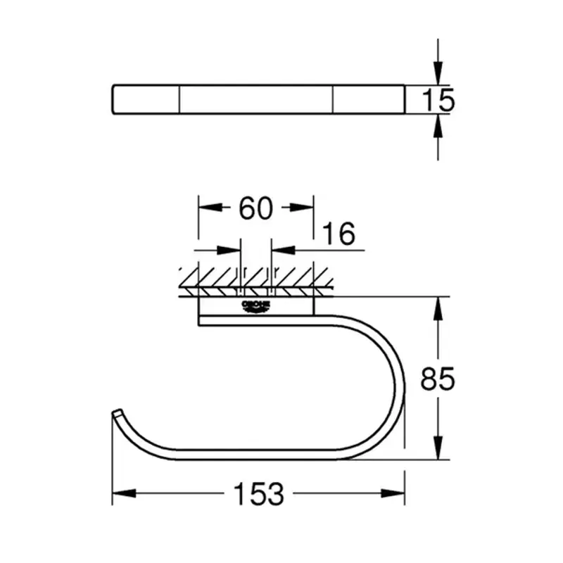 Casa si Gradina - Sanitare - Suporturi si accesorii baie - Suporturi baie - Suport hartie igienica Grohe 41220KF0, Selection, montare pe perete, 1 rola, fixare ascunsa, mat, negru - Infinity.ro