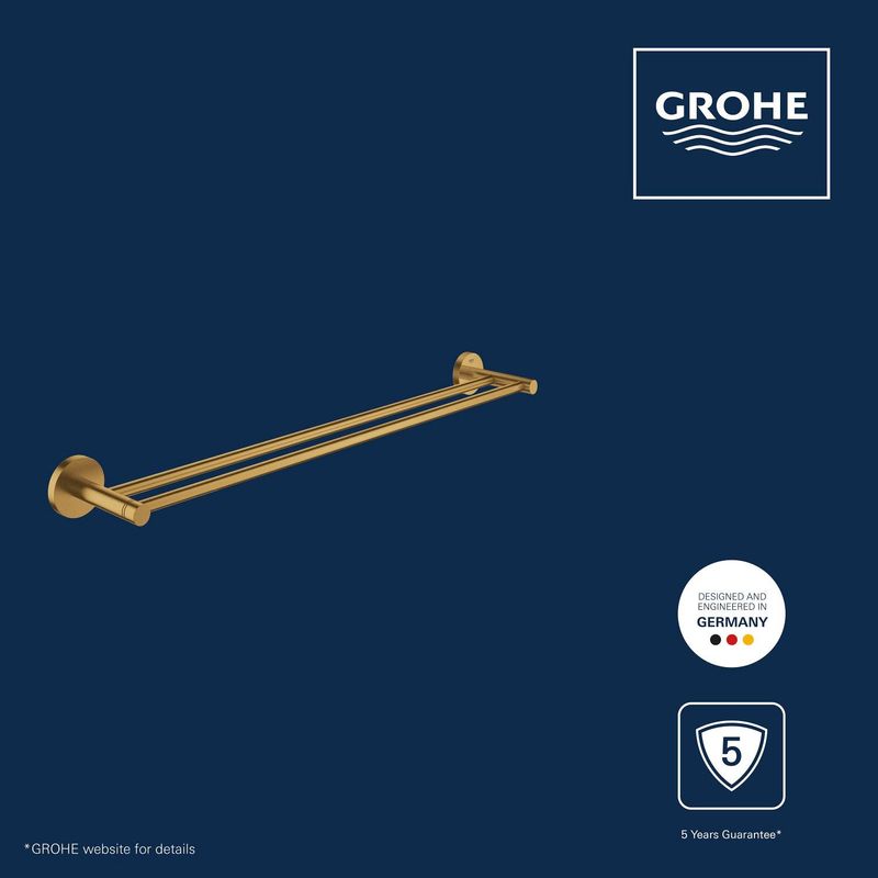 Casa si Gradina - Sanitare - Suporturi si accesorii baie - Suporturi baie - Bara prosop dubla Grohe 41203GN0, Start, 600 mm, meta, mat, auriu - Infinity.ro