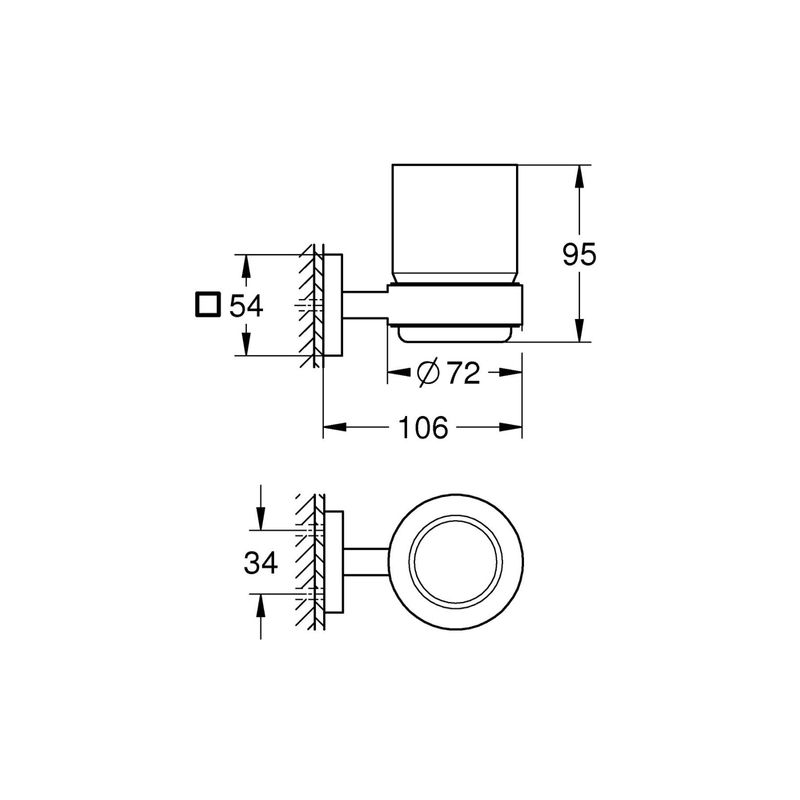 Casa si Gradina - Sanitare - Suporturi si accesorii baie - Suporturi baie - Pahar baie Grohe 41097DC0, Start Cube, pe perete, metal/sticla, mat, otel satinat - Infinity.ro