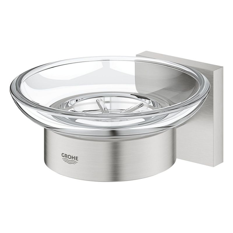 Casa si Gradina - Sanitare - Suporturi si accesorii baie - Suporturi baie - Suport sapun Grohe 41096DC0, Start Cube, pe perete, metal/sticla, mat, otel satinat - Infinity.ro
