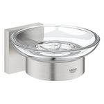 Casa si Gradina - Sanitare - Suporturi si accesorii baie - Suporturi baie - Suport sapun Grohe 41096DC0, Start Cube, pe perete, metal/sticla, mat, otel satinat - Infinity.ro