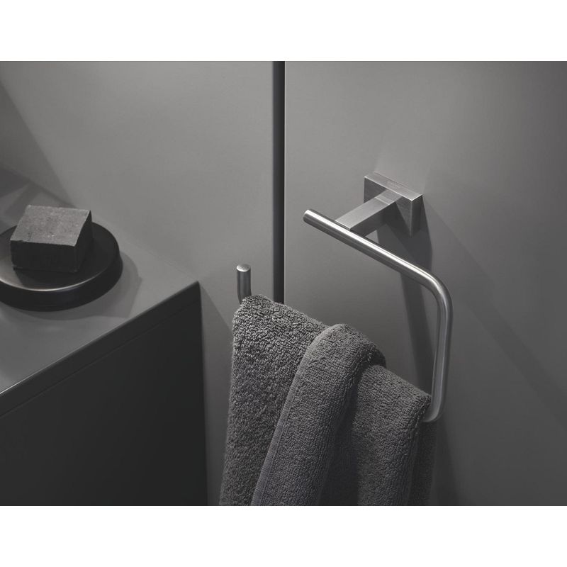 Casa si Gradina - Sanitare - Suporturi si accesorii baie - Suporturi baie - Suport hartie igienica Grohe 40507DC1, Essentials Cube, pe perete, metal, mat, otel satinat - Infinity.ro