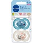 Jucarii, Copii si Bebe - Hrana si alaptare - Biberoane, suzete si accesorii hranire - Suzete si accesorii - Set 2 suzete ortodontice MAM Original Planet Love, 6-18 luni, silicon, Albastru/Crem - Infinity.ro