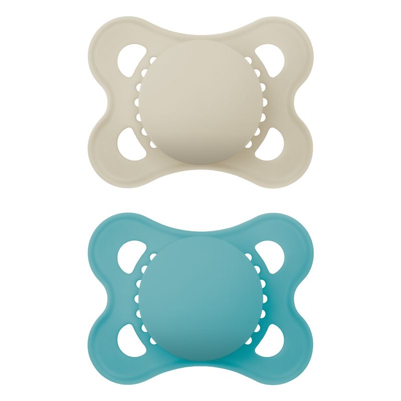 Jucarii, Copii si Bebe - Hrana si alaptare - Biberoane, suzete si accesorii hranire - Suzete si accesorii - Set 2 suzete ortodontice MAM Original, 3-6 luni, silicon SkinSoft, Albastru/Crem - Infinity.ro