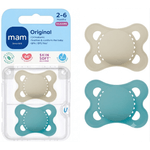Jucarii, Copii si Bebe - Hrana si alaptare - Biberoane, suzete si accesorii hranire - Suzete si accesorii - Set 2 suzete ortodontice MAM Original, 3-6 luni, silicon SkinSoft, Albastru/Crem - Infinity.ro
