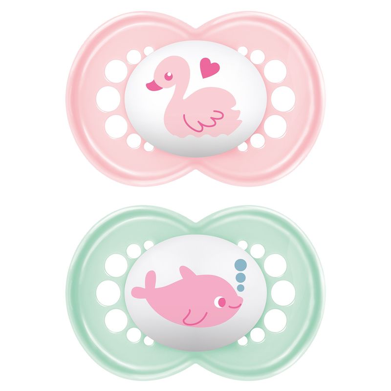 Jucarii, Copii si Bebe - Hrana si alaptare - Biberoane, suzete si accesorii hranire - Suzete si accesorii - Set 2 suzete ortodontice MAM Original Sealife, 6-18 luni, silicon, Roz/Verde - Infinity.ro