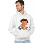 Fashion, accesorii si bijuterii - Barbati - Imbracaminte - Hanorace barbati - Hanorac Barbati Dora Explorer Broscuta Greier Melc Nisip, alb, marime L - Infinity.ro