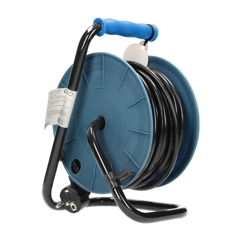 Casa si Gradina - Electrice - Accesorii electrice - Prelungitoare, triple, fise - Prelungitor mini cu tambur ORNO OR-AE-1339/T(GS), 15m, 4 prize, 2300W, Turcoaz - Infinity.ro