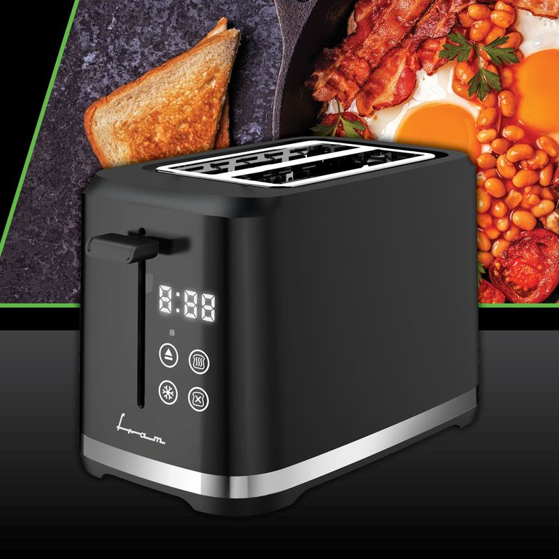 Electronice si Electrocasnice - Electrocasnice bucatarie - Preparare paine - Prajitoare de paine - Prajitor de paine FRAM FTP-8007DBK, 800W, 2 felii, Negru/Inox - Infinity.ro