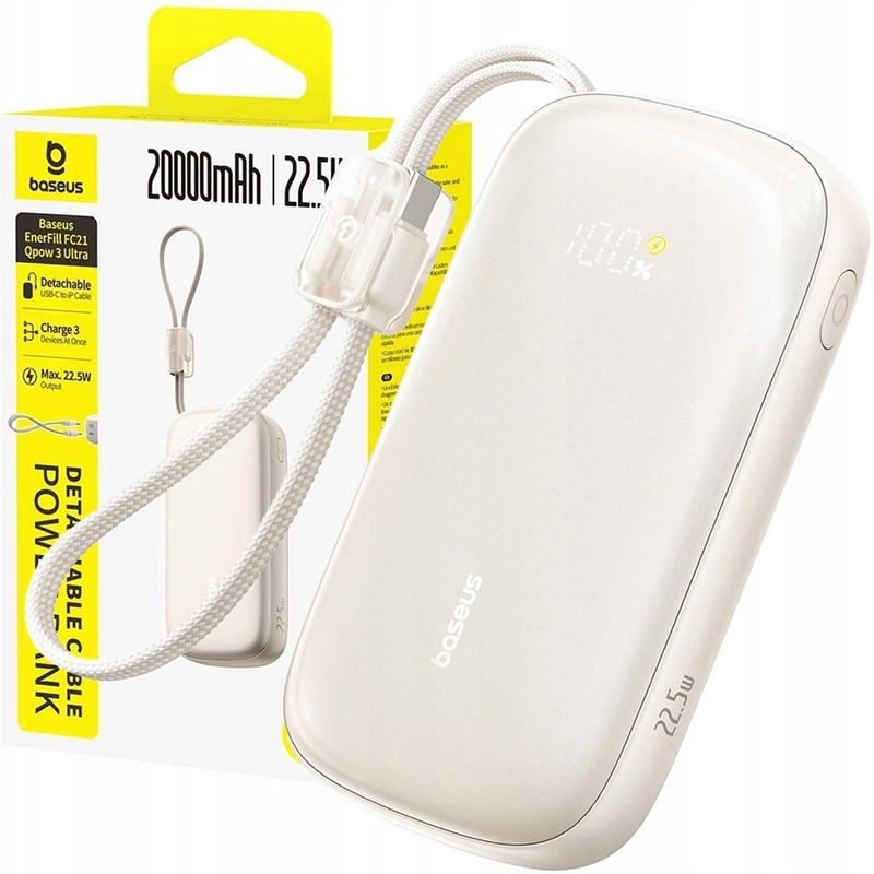 Laptop, Telefoane si Tablete - Telefoane mobile si accesorii - Accesorii Telefoane - Baterii externe - Baterie externa Baseus EnerFill FC21 Qpow 3 Ultra (E0027L01), 10000mAh, 22.5W, Natural Titanum - Infinity.ro