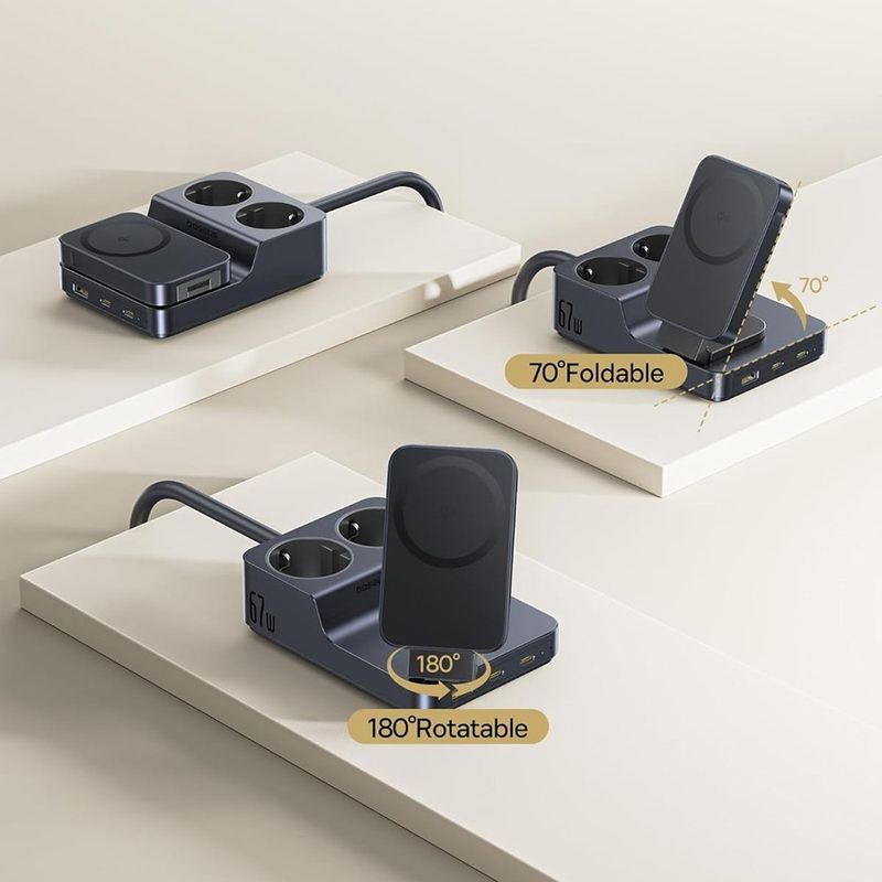 Laptop, Telefoane si Tablete - Telefoane mobile si accesorii - Accesorii Telefoane - Incarcatoare telefoane - Statie de alimentare Baseus Nomos ND11, Magnetic Wireless, 67W, E00078801123-00, Cosmic Black - Infinity.ro