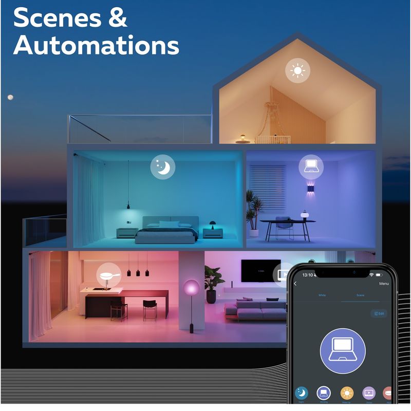 Casa si Gradina - Corpuri si surse de iluminat - Plafoniere, aplice si spoturi - Plafoniera LED RGB inteligenta Calex, cu 3 spoturi, Wi-Fi, Bluetooth, 4.9W, 21 cm, Negru Mat - Infinity.ro