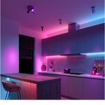 Casa si Gradina - Corpuri si surse de iluminat - Plafoniere, aplice si spoturi - Plafoniera LED RGB inteligenta Calex, cu 3 spoturi, Wi-Fi, Bluetooth, 4.9W, 21 cm, Negru Mat - Infinity.ro