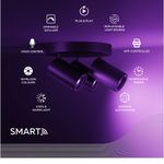 Casa si Gradina - Corpuri si surse de iluminat - Plafoniere, aplice si spoturi - Plafoniera LED RGB inteligenta Calex, cu 3 spoturi, Wi-Fi, Bluetooth, 4.9W, 21 cm, Negru Mat - Infinity.ro