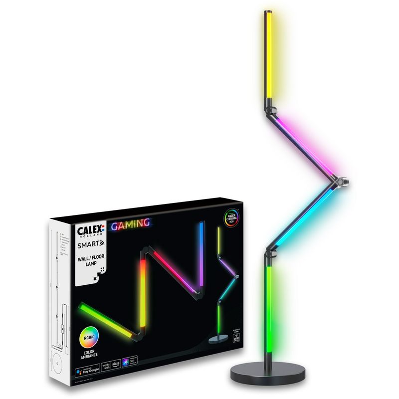 Casa si Gradina - Corpuri si surse de iluminat - Veioze si lampi - Lampadare - Lampadar LED RGB-IC Calex Gaming, Wi-Fi, Bluetooth, 12W, 140 cm, lumina alba si colorata - Infinity.ro