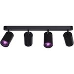 Casa si Gradina - Corpuri si surse de iluminat - Plafoniere, aplice si spoturi - Plafoniera LED RGB inteligenta Calex cu 4 spoturi, Wi-Fi, 4.9W, 345 lm, Negru Mat - Infinity.ro